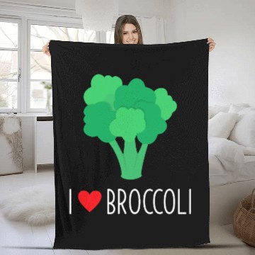 Discover I Love Broccoli Organic Healthy Eating Vegan Fleece Blankets