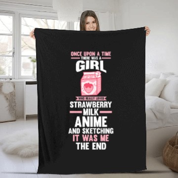 Discover Anime Sketching Strawberry Milk Fleece Blankets
