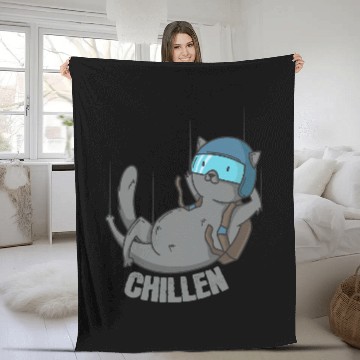 Discover Cat Paws Chillin Cat Skydiving Fleece Blankets