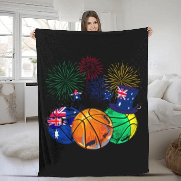 Discover Basketball Gift Coachs Happy Australia Day Basketball Coach Fleece Blankets