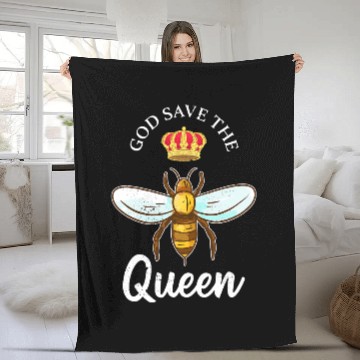 Discover Bee Beekeeping God save the Queen Funny Beekeeping Gift Beekeeper Fleece Blankets