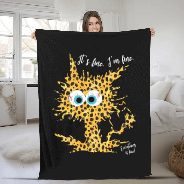 Discover Cat Paws Its Fine Im Fine Everything is Fine Fun Cheetah Print Cat Fleece Blankets