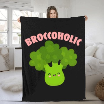 Discover Broccoholic Broccoli Vegan Vegetable Healthy Vegetarian Fleece Blankets