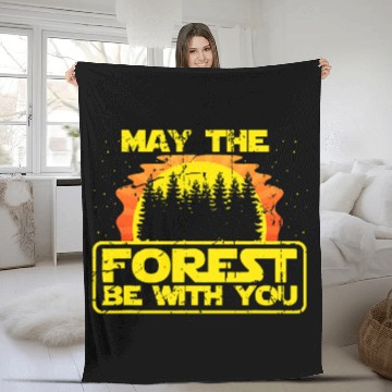 Discover Camping Camp May the Forest Be with You Geocaching Camping Fleece Blankets Camper Fleece Blankets