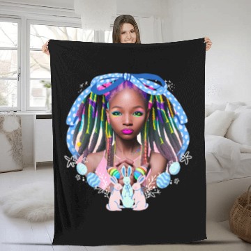 Discover Black Girl Magic Easter Spring Dreads Locs Melanin Sista Fun Fleece Blankets