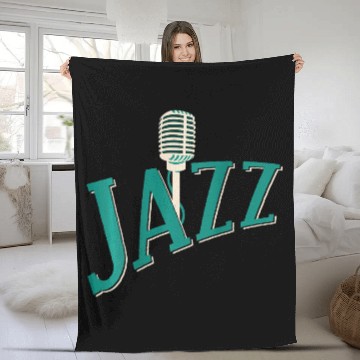 Discover Backprint Jazz Microphone Fleece Blankets
