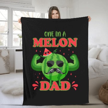 Discover Cute One In A Watermelon Dad Funny Summer Fleece Blankets