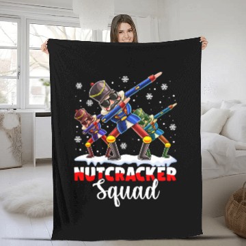 Discover Dabbings Nutcracker Squad Deez Nuts Funny Christmas Pajamas Fleece Blankets
