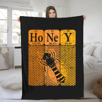 Discover Bee Beekeeping Honey Periodic Table Elements Beekeeper Retro Apiarist 4 Beekeeper Fleece Blankets