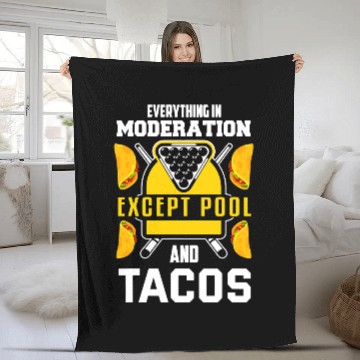 Discover Billiards Joke Taco Lover Billiards Pool Player Fleece Blankets