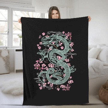 Discover Disney Mulan Mushu Floral Outline Zip Fleece Blankets
