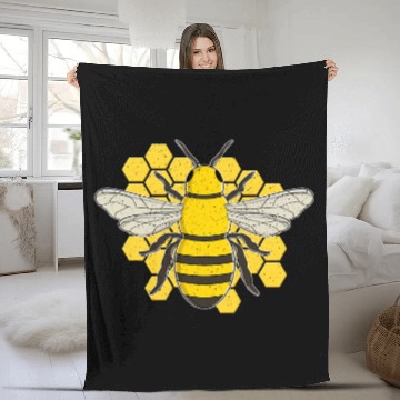 Discover Bee Beekeeping Honeycomb Beekeeper Beekeeping Bumblebee vintages Retro Beekeeper Fleece Blankets