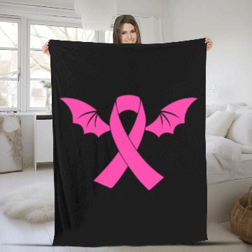Discover BC Breast Cancer Halloween Bat Wings Awareness Cancer Fleece Blankets