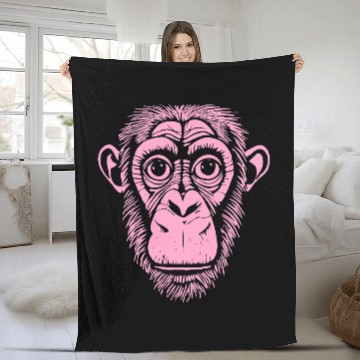 Discover Light Pink Chimpanzee Ape Not Monkey Cute Chimp Fleece Blankets