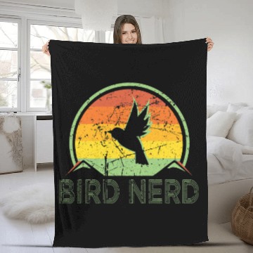 Discover Bird Nerd Retro vintages Distressed Bird Watcher Watching Fleece Blankets
