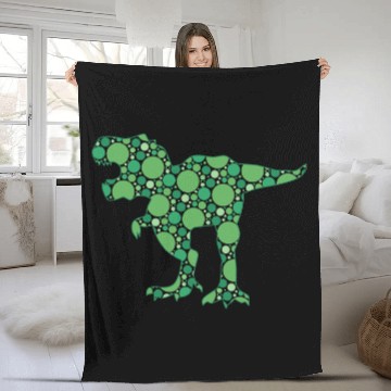 Discover Dinosaur Dino International Dot Day Green Polka Dot T Rex Dinosaur Kids Fleece Blankets