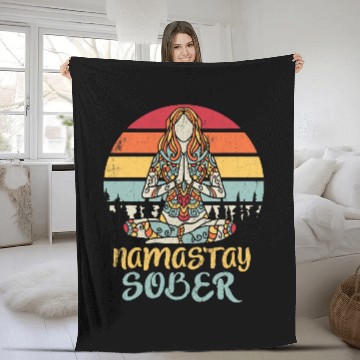 Discover Namastay Sober NA AA 12 Step Recovery Meditation Sobriety Fleece Blankets