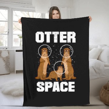 Discover Otters Space for a Astronaut Fan Astronomy Solar System Fleece Blankets