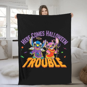 Discover Disneyss Stitch Angel Here Comes Halloween Trouble Fleece Blankets