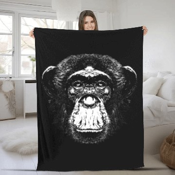 Discover Monkey Drawing Realistic Chimpanzee Monkey Face Fleece Blankets