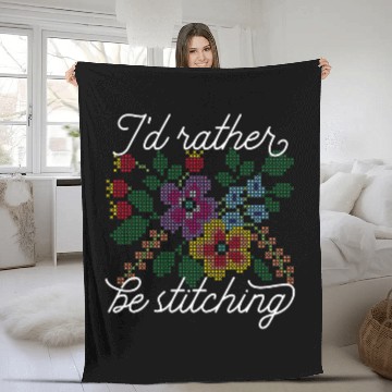Discover Id Rather Be Stitching I Love Cross Stitch Fleece Blankets