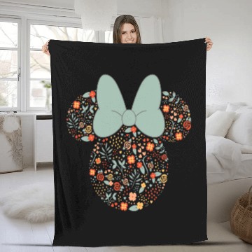 Discover Disney Minnie Mouse Spring Head Icon with Bow Springtime Baseball Jerseys Fleece Blankets