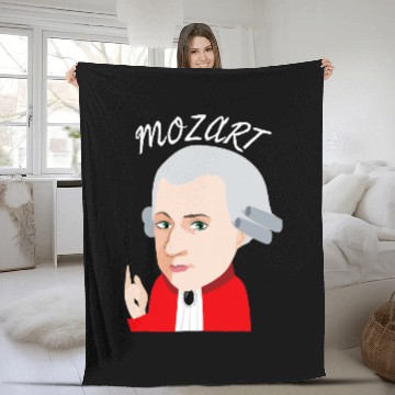 Discover Famous Music Genius Classical Music Composer Big Head Mozart Fleece Blankets