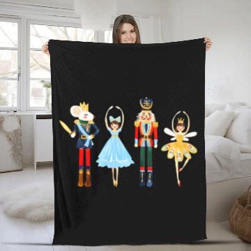 Discover Nutcracker Squad Ballet Dance Matching Family Christmas 3 Fleece Blankets