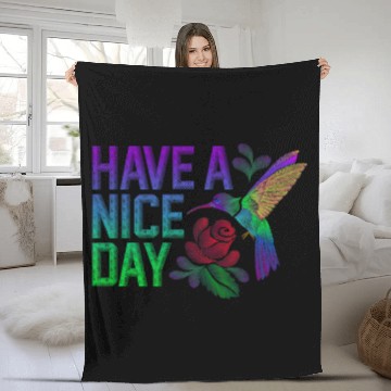 Discover Embroidery Style T Have A Nice Day Hummingbird Rose Fleece Blankets