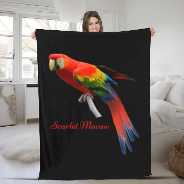 Discover Scarlet Macaw Ornithology Bird Fleece Blankets