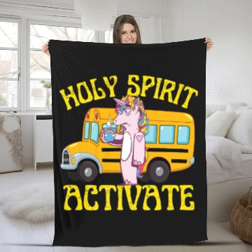 Discover Unicorns Holy Spirit Activate Unicorns Bus Driver With Coffee Fleece Blankets