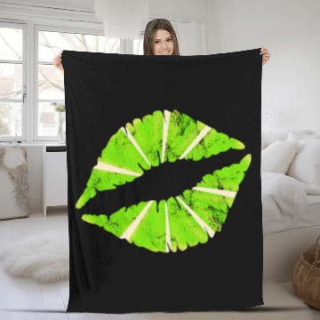 Discover Lime Lips Lemon Lipstick Sour Lemonade Cocktail Kissing Fleece Blankets
