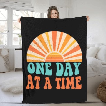 Discover One Day At A Time Retro vintages Inspirational Motivation Fleece Blankets