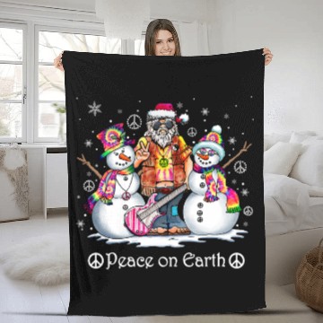 Discover Peace On Earth Hippie Snowman Merry Christmas Costume Fleece Blankets