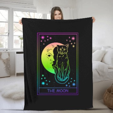 Discover The Moon Tarot Card Black Magic Witchcraft Fortune Telling Fleece Blankets