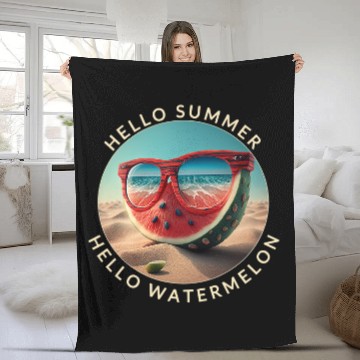 Discover Life Is Really Good Watermelon Sunglasses Aloha Beach Hawaii Fleece Blankets