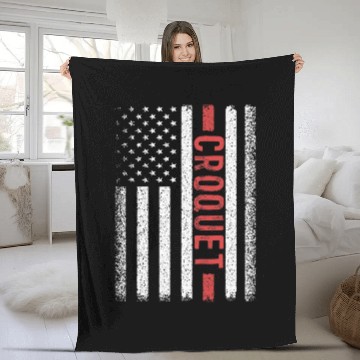 Discover Croquet American Flag 4th of July Fleece Blankets