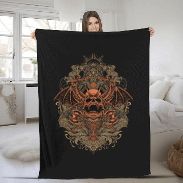 Discover Phases Moth Occult Skull Witchcraft Magic Occult Gothic Fleece Blankets