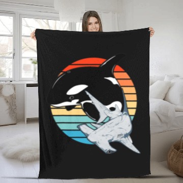 Discover Ocean Shark Hammerhead Shark Orca vintages Sunset Shark Day Fleece Blankets