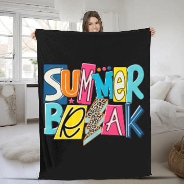 Discover Retro Summer Break Leopard Lightning Funny Family Vacation Fleece Blankets