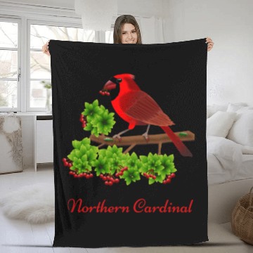 Discover Northern Cardinal Beautiful Cardinal Bird Ornithology Fleece Blankets
