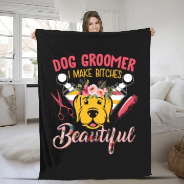 Discover Dog Groomer Fleece Blankets