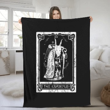 Discover The Krampus Tarot Card Christmas Occult Goth Dark Magic 1 Fleece Blankets