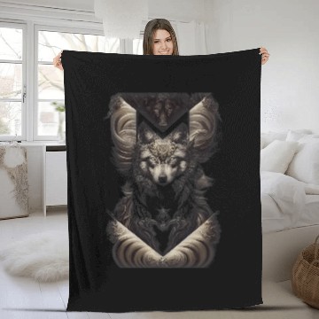 Discover wolfs Lover Baroque wolfs Black Paper Tarot Card Mage Combat Scene 21 Fleece Blankets