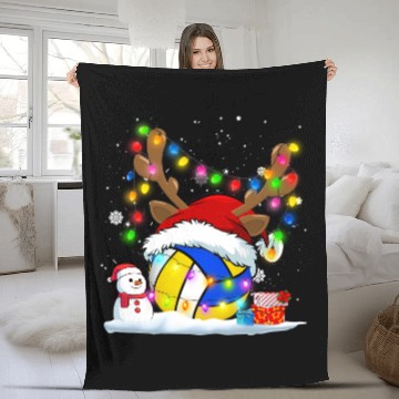 Discover Volleyball Gift Lights Santa Hat Volleyball Coach Fleece Blankets