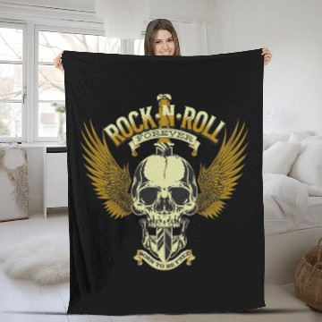 Discover Skull Music Rock Heavy Metal Wings Fleece Blankets