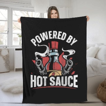 Discover Powered by hot sauce Quote for a Hot Sauce Lover Fleece Blankets