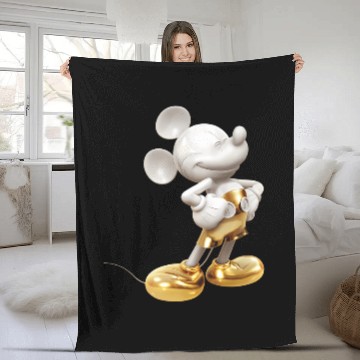 Discover Disney Gold Mickey Mouse Pose Baseball Tees Fleece Blankets