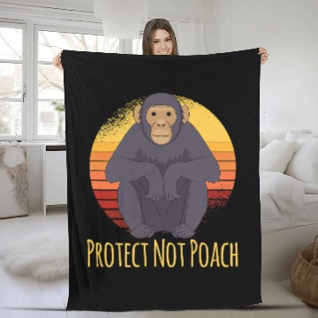 Discover Protect Not Poach Ape Monkey Chimpanzee Fleece Blankets