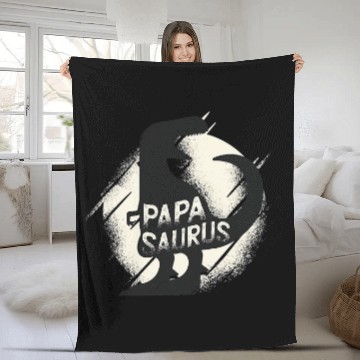 Discover Dinosaur Dino Papasaurus Rex Funny Dinosaur Dad Fleece Blankets